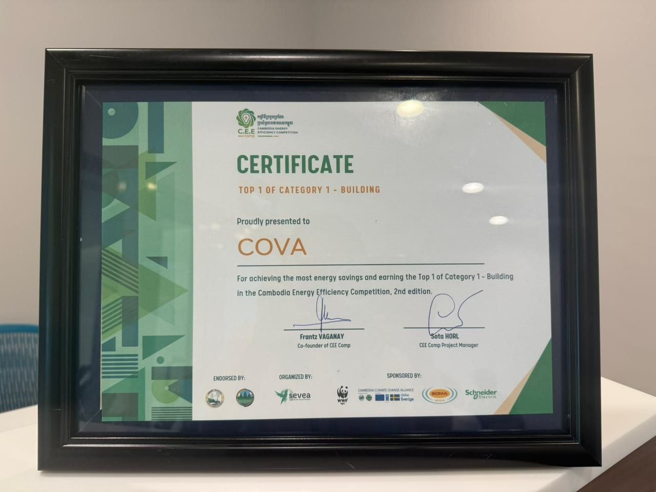 COVA Cambodia awarded Top 1 winner of the Cambodia Energy Efficiency Competition - 2nd Edition - photo 1