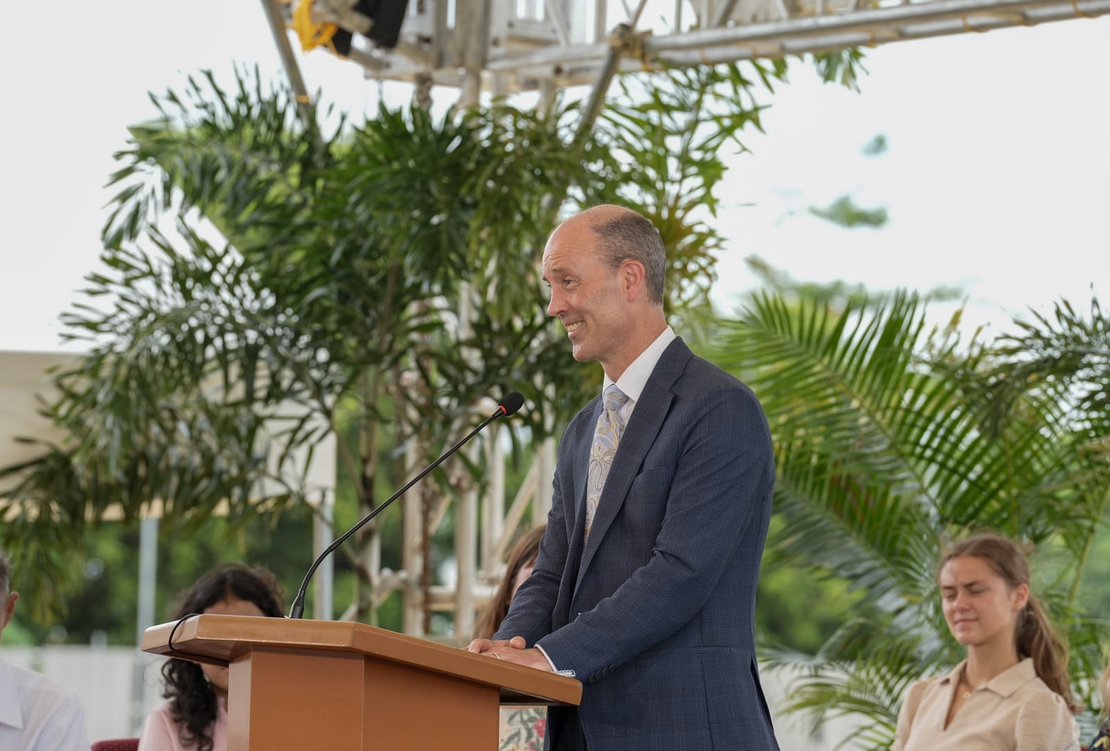 Elder Steven D. Shumway addressing attendees at the Naga Philippines Temple ground-breaking
