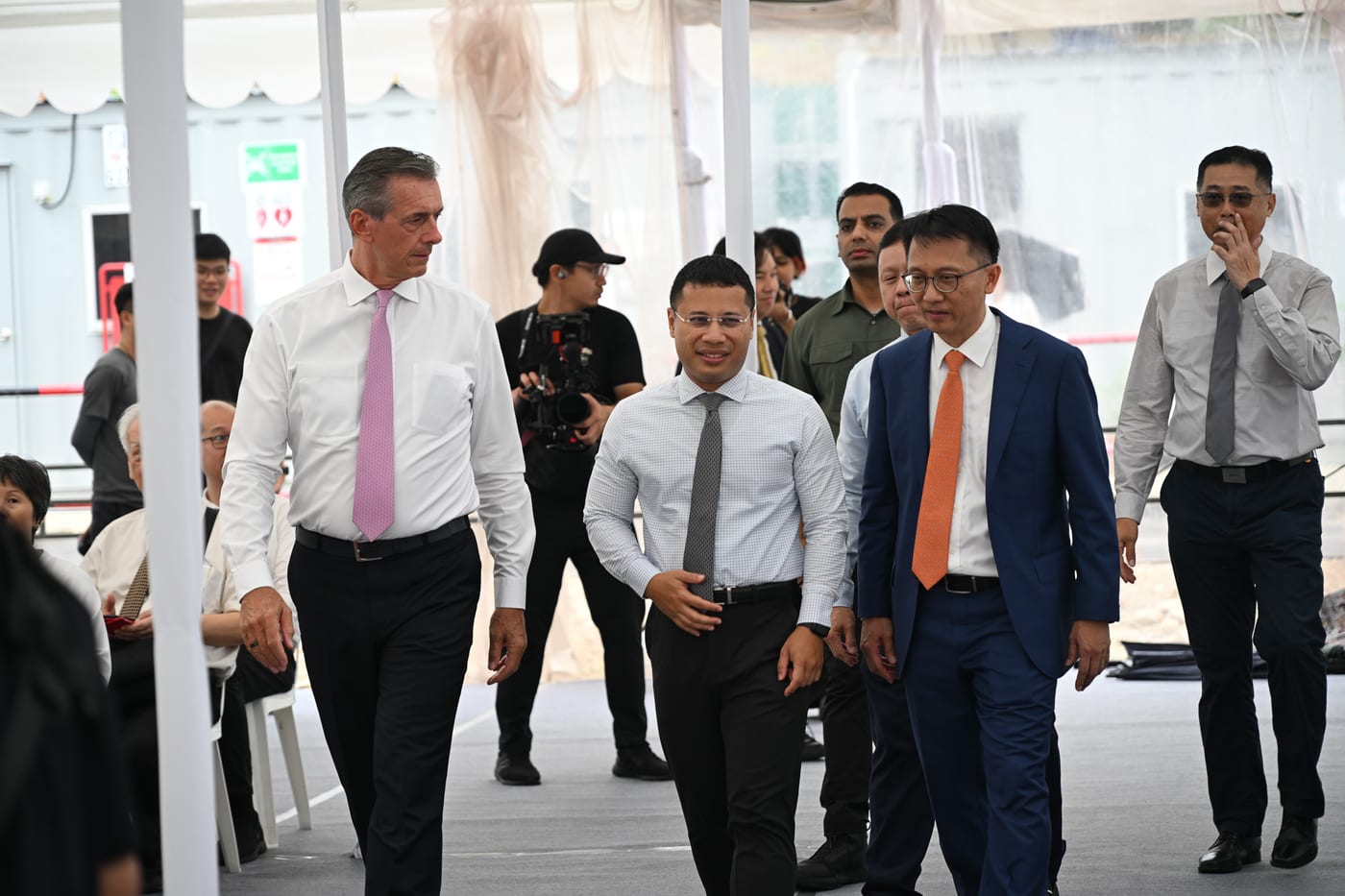 Minister for Education Desmond Lee arriving at the Singapore Temple ground-breaking